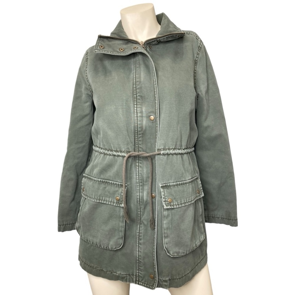 OLD NAVY Cargo Canvas Utility Semi-Distressed Jacket Coat in Army Green, S
